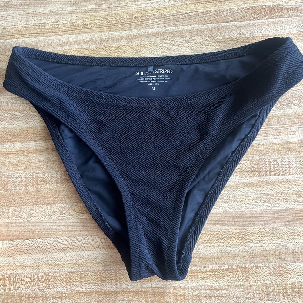 Solid and Striped Black Bikini Bottoms
